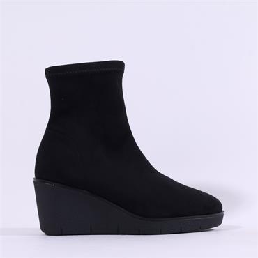 Miss Elastic Wedge Sock Boot - Black